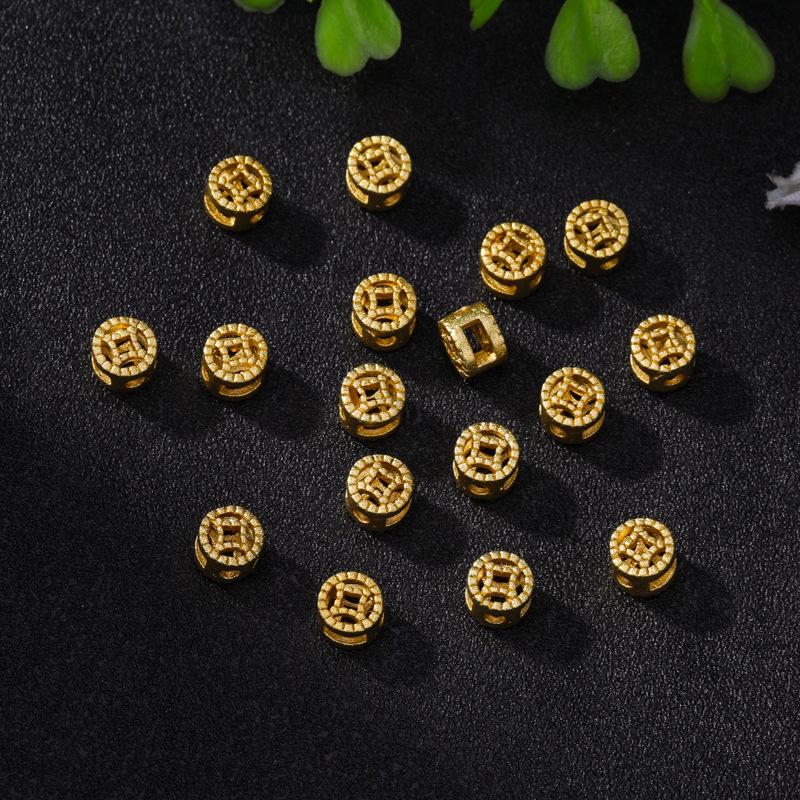 Позолоченные медные разделительные бусины в виде четырехлистного клевера со стразами для браслетов DIY