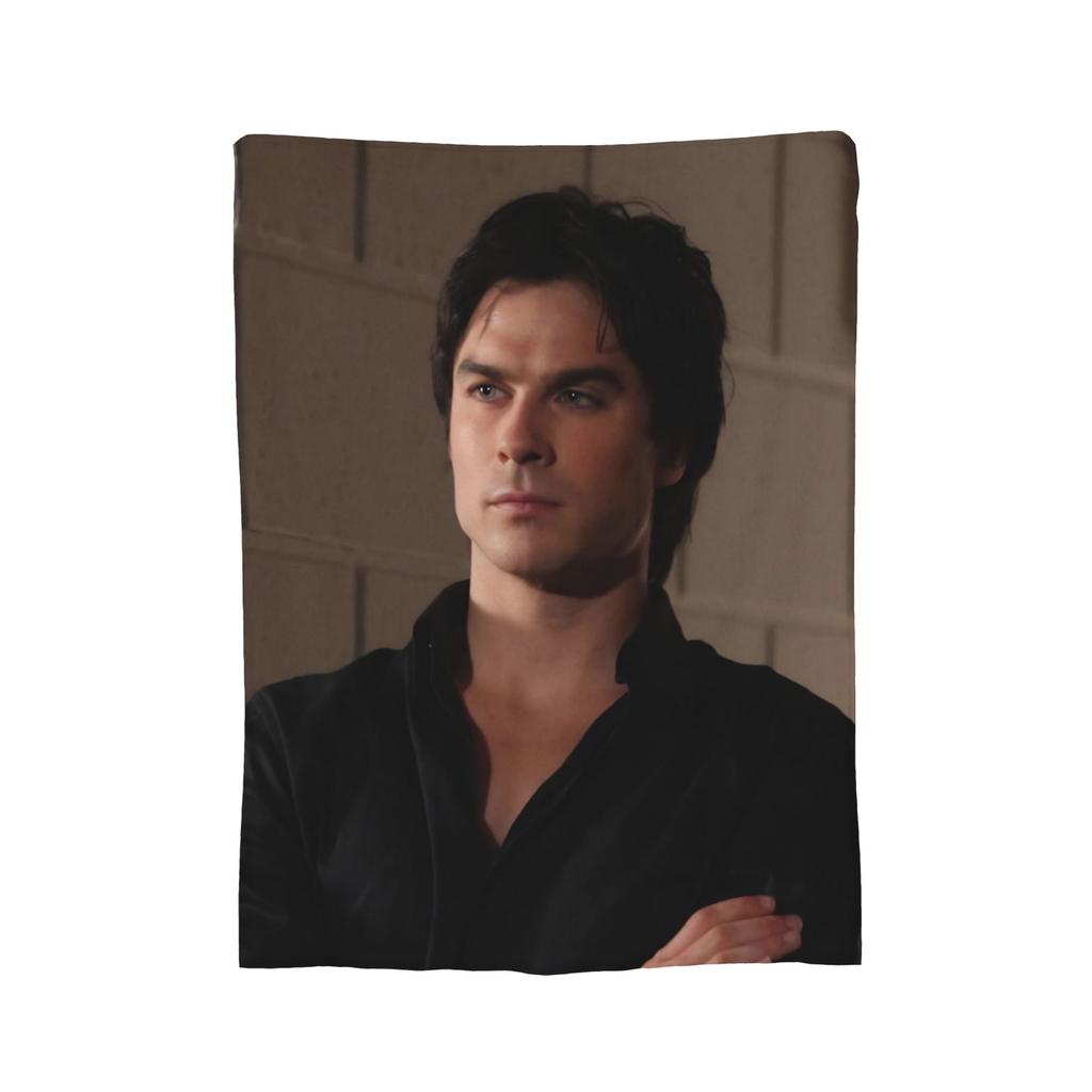 Damon Salvatore The Vampire Diaries Blanket Coral Fleece Plush Warm Throw Blankets for Bed Bedroom Plush Thin Quilt