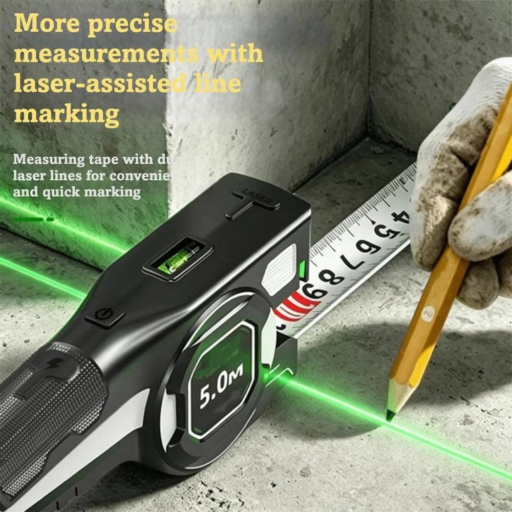 Rechargeable Laser Tape Measure Retractable Electric Measuring Tool Laser Level Home DIY