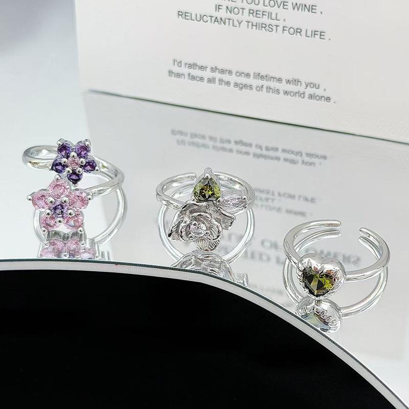 Сладкое и крутое кольцо с цветком любви, супер фея, циркон, женское модное кольцо, темпераментное, для ношения в несколько рядов, персонализированное кольцо на указательный палец