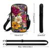 2D-Vintage Botanical Peony Poppy Iris Floral Pattern Rich Lush Dense Painterly Garden Bloom Print Adjustable Removable Strap Crossbody Phone Bag