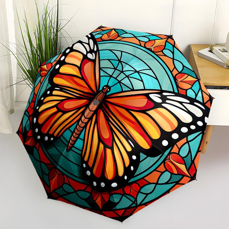Stained Glass Butterfly Wall Art Decor Umbrella, Christmas Gift Y149