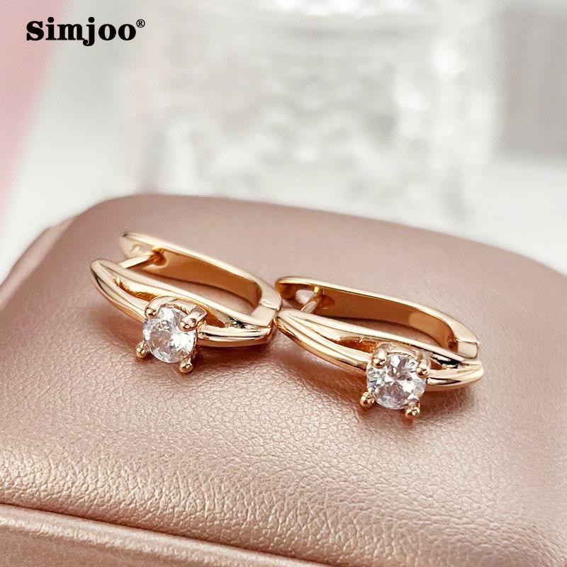 SIMJOO Простые стильные серьги с цирконом цвета розового золота