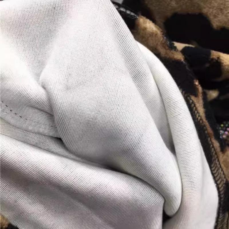 Женская рубашка большого размера Hot Drill Base с высоким воротом и толстым осенним длинным рукавом с леопардовым принтом для похудения