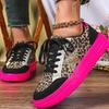 Women's Multi-Color Sneakers Neon Pink/Golden Glitter Low-Top Lace-Up EVA Cushion Leopard Print All-Season Casual Vacation Work Parties