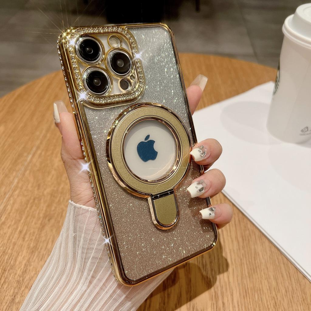 Подходит для чехла для телефона Apple 15, iPhone 14 Pro Max, Водный бриллиантовый блеск 13 Точка поддержки оборудования Магнитная подставка