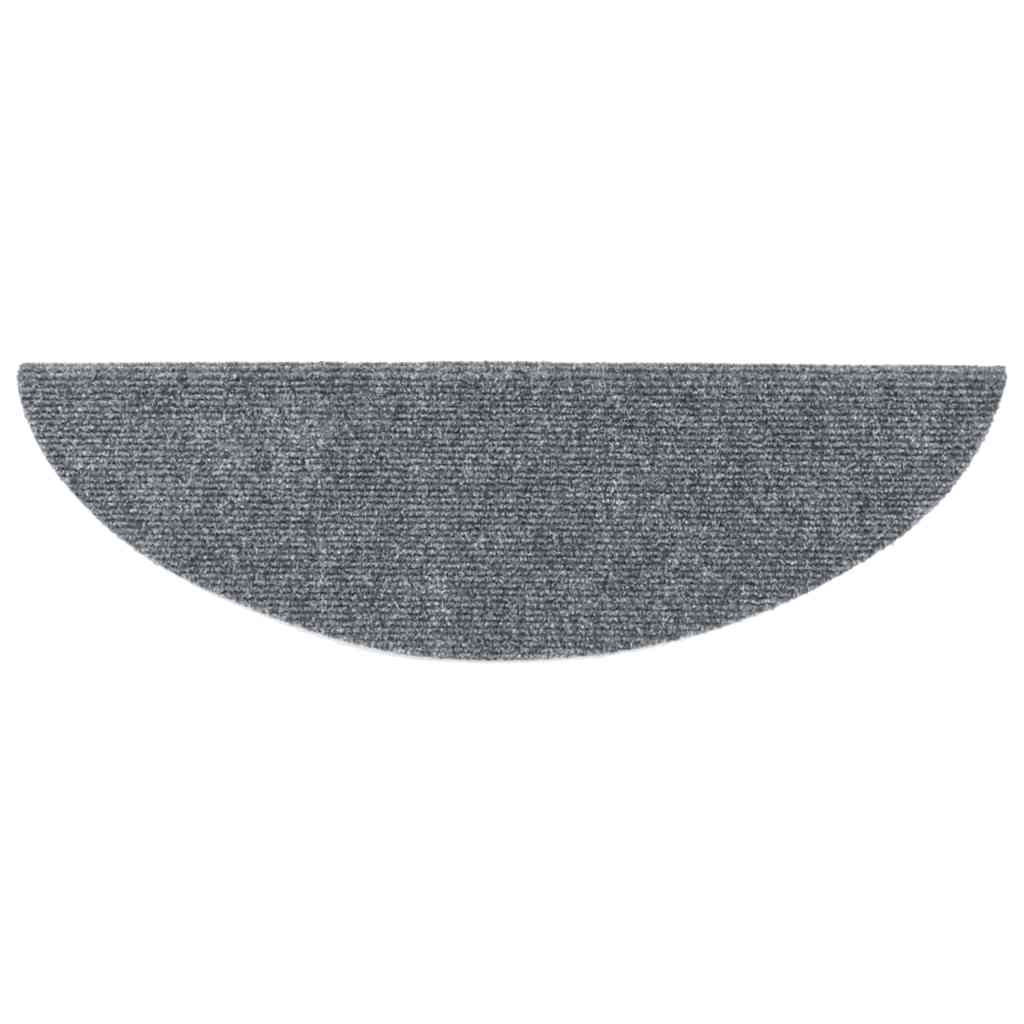 Self Adhesive Stair Treads 20 pcs 56 x 17 x 3 cm Light Grey Semi Round