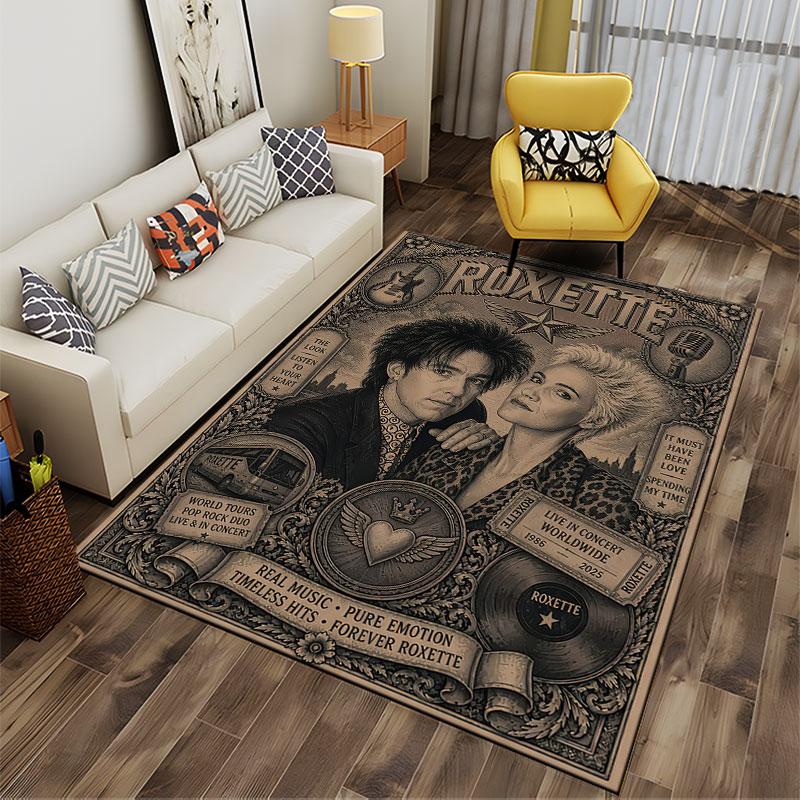 Roxette Music Retro Artwork suitable as a non-slip mat for the living room or bedroom sofa