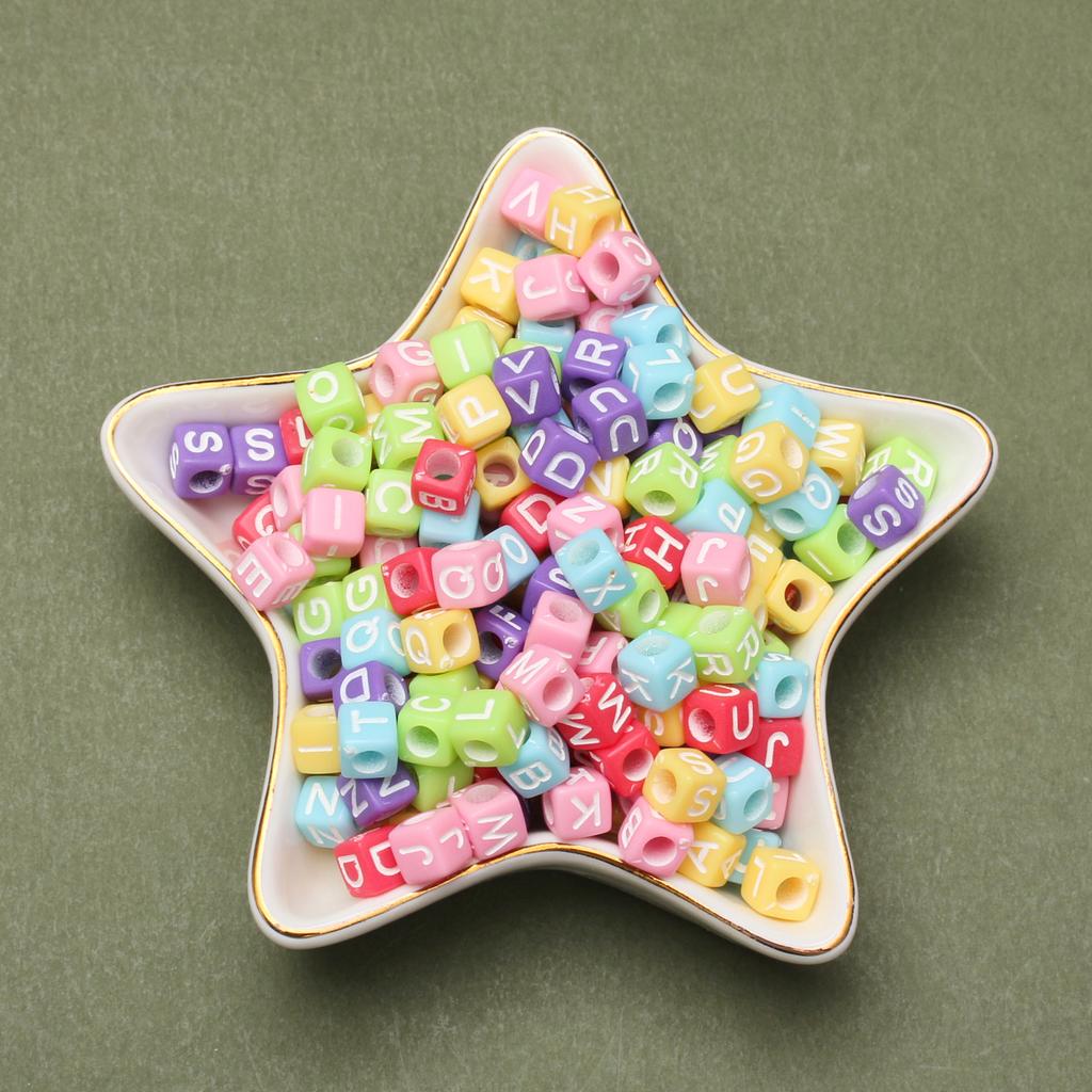 Мода 80 шт 6 мм Акриловый куб Материал Квадратная буква Сосновые бусины Ручной работы Браслет Изготовление ювелирных изделий Аксессуары DIY