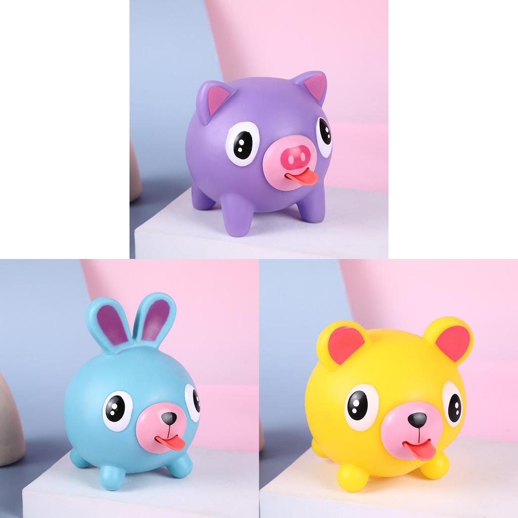 Pig Bear Rabbit Stress Relief Toy With Push Out Tongue Design For Kids And Adults