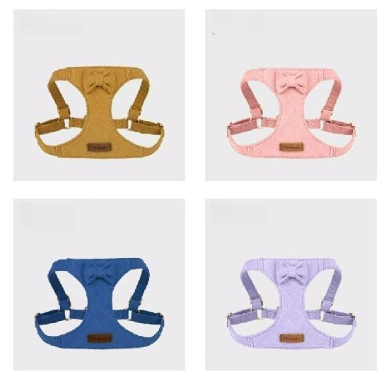 Pet Collars Trendy Premium Suede Dog Harness Leash Set-Adjustable Pet Chest Strap Soft Durable Puppy Kitten Fashion Accessories