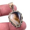 Natural Botswana Agate 925 Solid Sterling Silver Gift TwoTone Pendant 1.50" V5t89