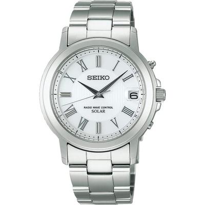 [Часы SEIKO] Мужские радиоуправляемые часы на солнечных батареях, SEIKO Selection SBTM189, серебристый