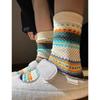 Retro Ethnic Style Thick Line Kaji Street Style Couple Medium Tube Stacking Socks Female Xiaohongshu Same Style