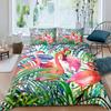 Flamingo Duvet Cover Set Tropical Leaves Comforter Cover Palm Tree Pattern Bedding Set Colorful Polyester Quilt Cover for Kids