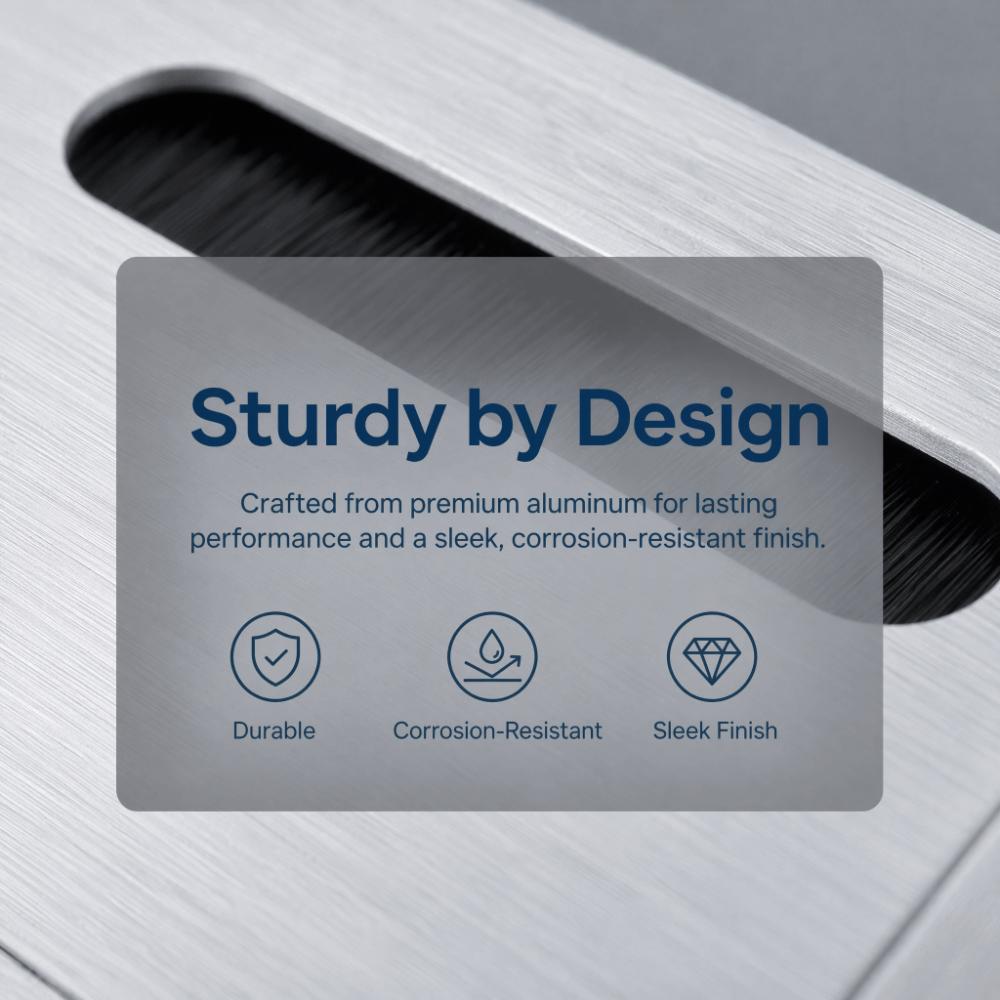 160mm x 80mm Wire Hole Cover Silver Rectangle Cable Grommet Durable Cable Grommet Home