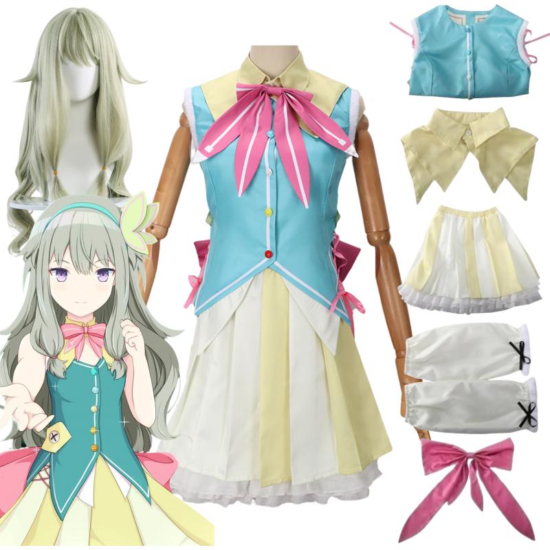 Project Sekai Colorful Stage Kusanagi Nene Cosplay Green Wig with Lovely Dress Clothing Full Set Accessories Halloween Costumes