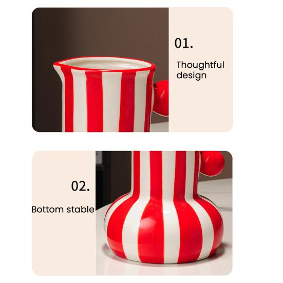 Расписная керамическая ваза Настольная полосатая художественная ваза Декоративная ваза для цветов для цветочной композиции Декор для гостиной спальни