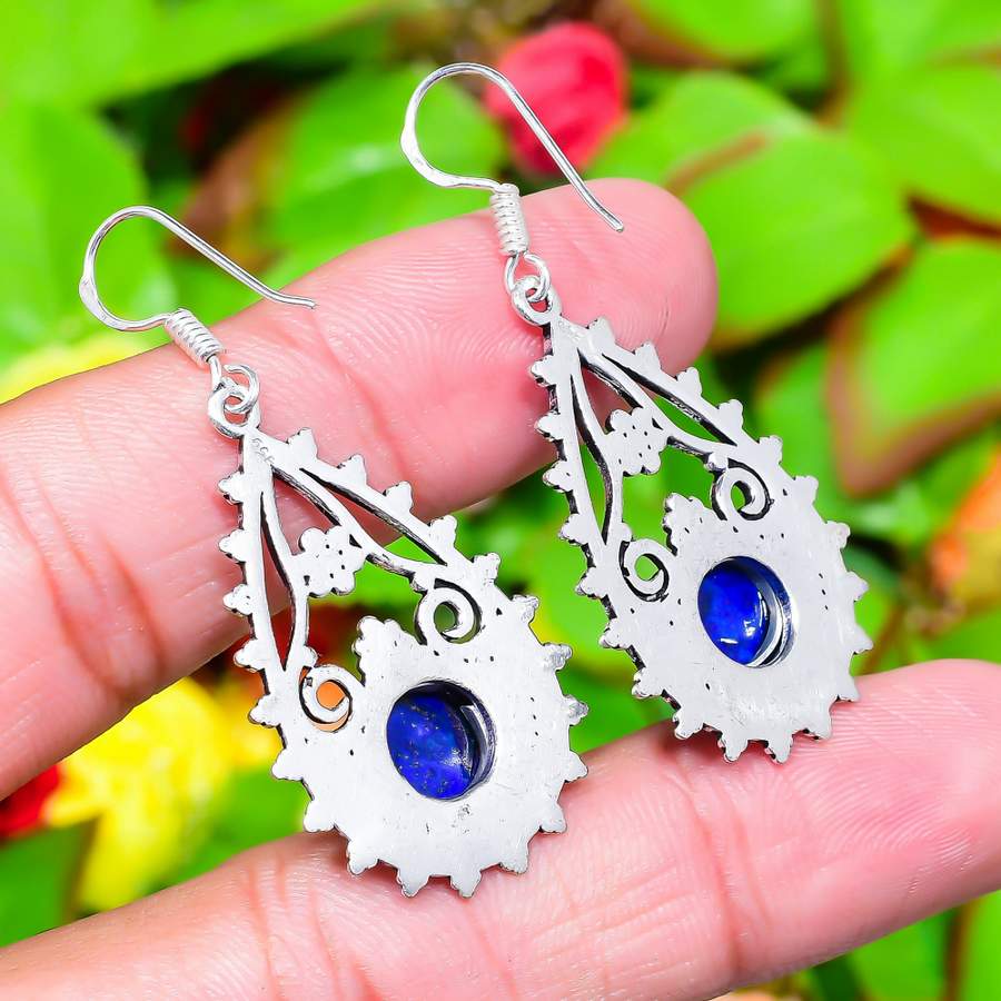 Lapis Lazuli Gemstone 925 Sterling Silver Gift Jewelry Earring 2.05"