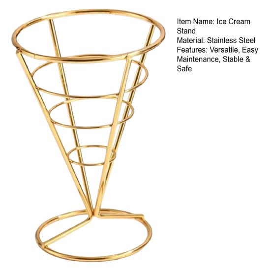 Ice Cream Cone Holders Stainless Steel French Fries Stands Food Cone Display