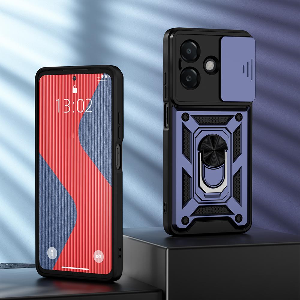 KEYSION Противоударный чехол для OPPO A3 5G A3X Silicone+PC Slide Camera Lens Protection Ring Stand Phone Cover для OPPO A60 5G A40 A40m