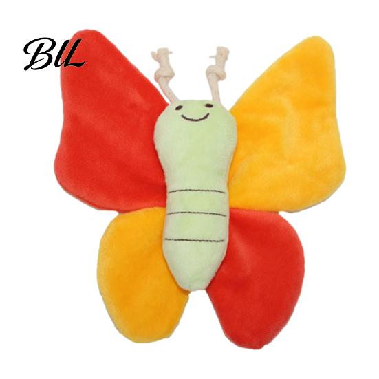 Soft Butterfly Dog Toy Pet Shape with Sound-Producing Plush Bite-Resistant Massages Gums Cleans Tartar Gum Massaging