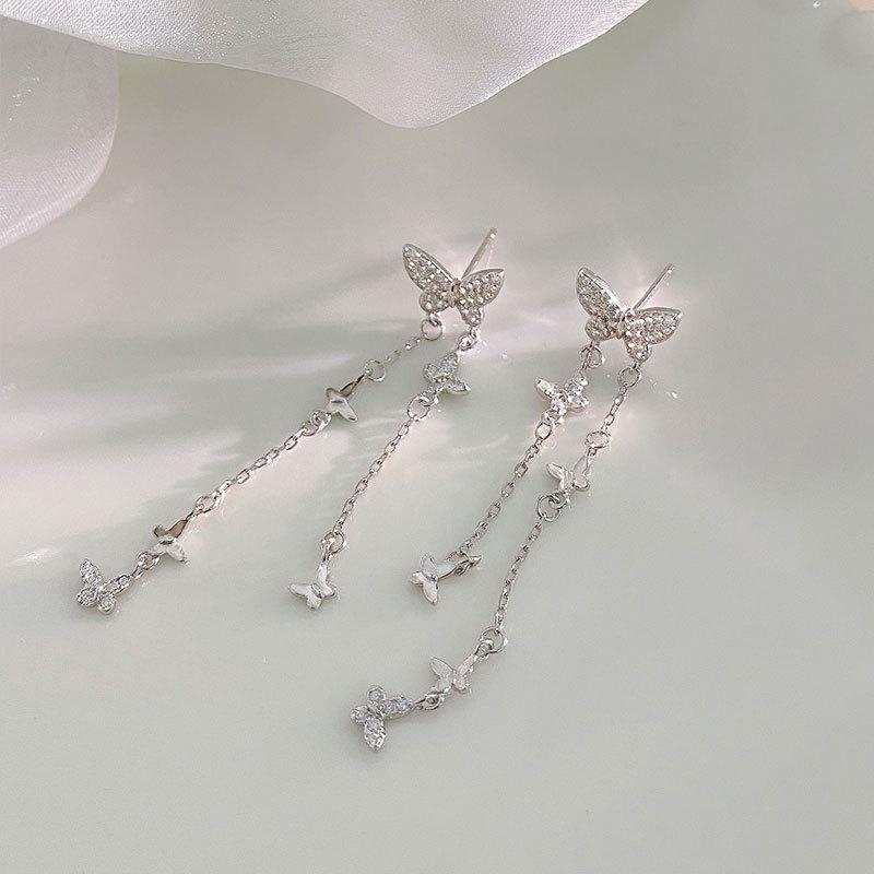 Серьги-кисточки в виде бабочек в супер-сказочном стиле. Крутые и высококачественные длинные серьги в стиле ниши.