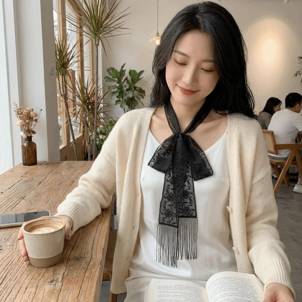 Soft Lace Printed Scarf Elegant Bag Strap Stylish Ribbon Scarf Evening Party
