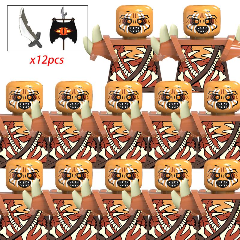 Средневековый лотр Фигурки Орк Солдаты Разбойник Варгр Волк Слон Маунт Рыцари Строительные блоки Кирпичи Игрушки для детей Подарки