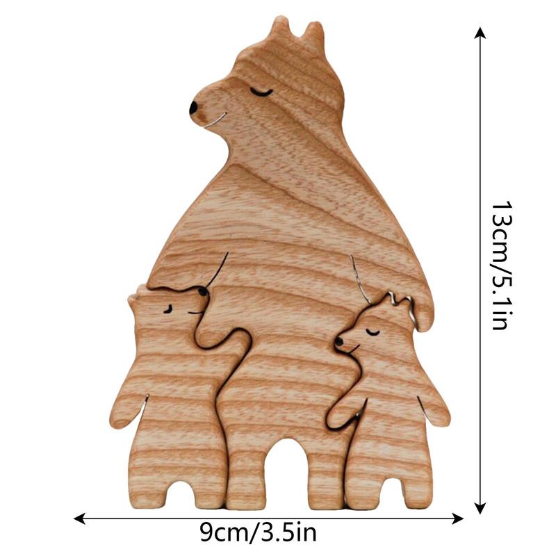 Деревянный пазл «Семейные медведи», симпатичная деревянная скульптура медведя, уникальный мультяшный домашний декор, декоративное настольное украшение для мамы