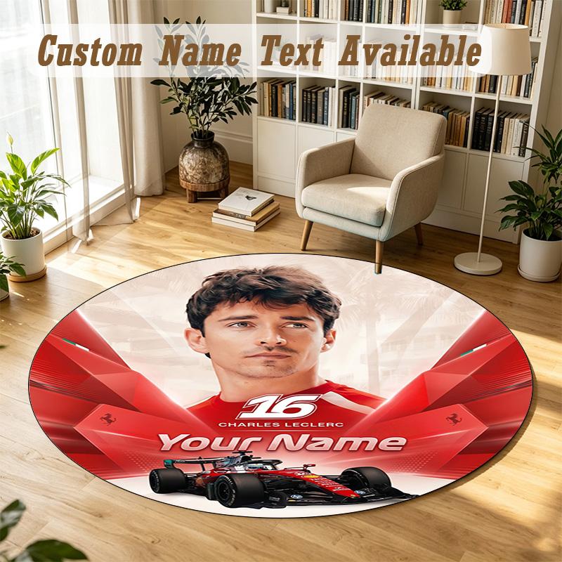 Round Rug Custom NameCharles Leclerc Pattern Non Slip Carpet Home Floor Decor