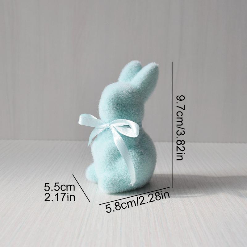 1/3 шт. Флокированный пасхальный кролик 4 цвета с бабочкой, настольные фигурки для кухни, пасхальные фигурки кроликов, пасхальный праздник, весенний декор 22x8x8 см