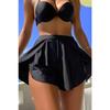 Women's Black Slit Skirt Look Swimsuit Swim Shorts