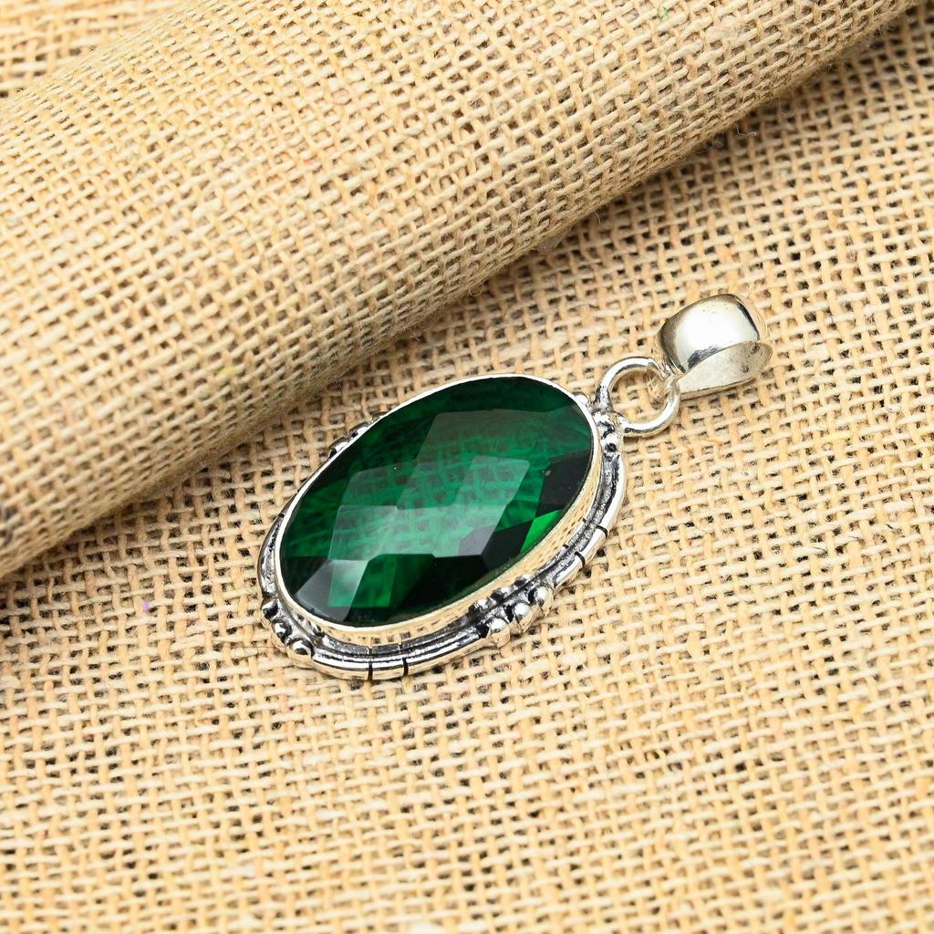 Хром-диопсидовый драгоценный камень ручной работы из твердого стерлингового серебра 925 пробы для ювелирных изделий для нее