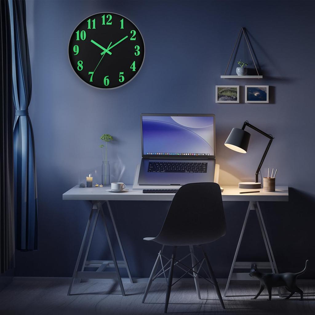 3D Luminous Wall Clock Black