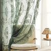 2 Pcs Rustic Gauze Curtain Retro Voile Curtain Home Decor Lace Sheer Curtain Bedroom