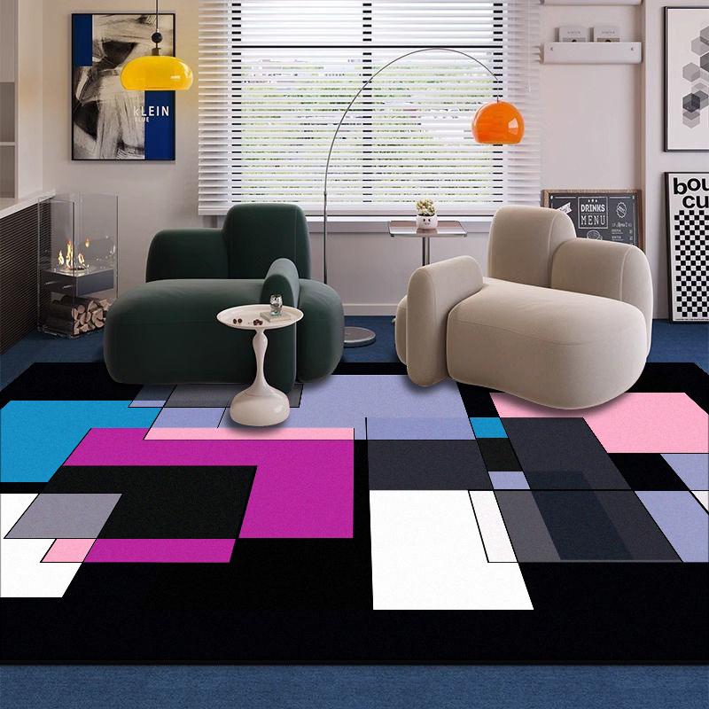 Modern Blue Geometric Carpet Living Room Decoration Sofa Area Coffee Tables Non-slip Rug Bedroom Bedside Soft Play Mat Washable