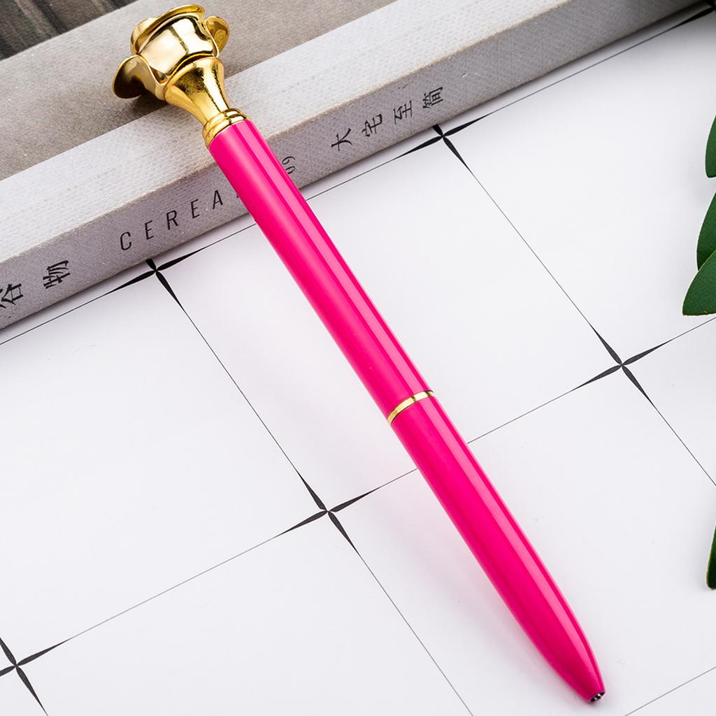 1 шт., красивая металлическая шариковая ручка с цветком розы, интересная шариковая ручка, школьные канцелярские принадлежности, школьные канцелярские принадлежности