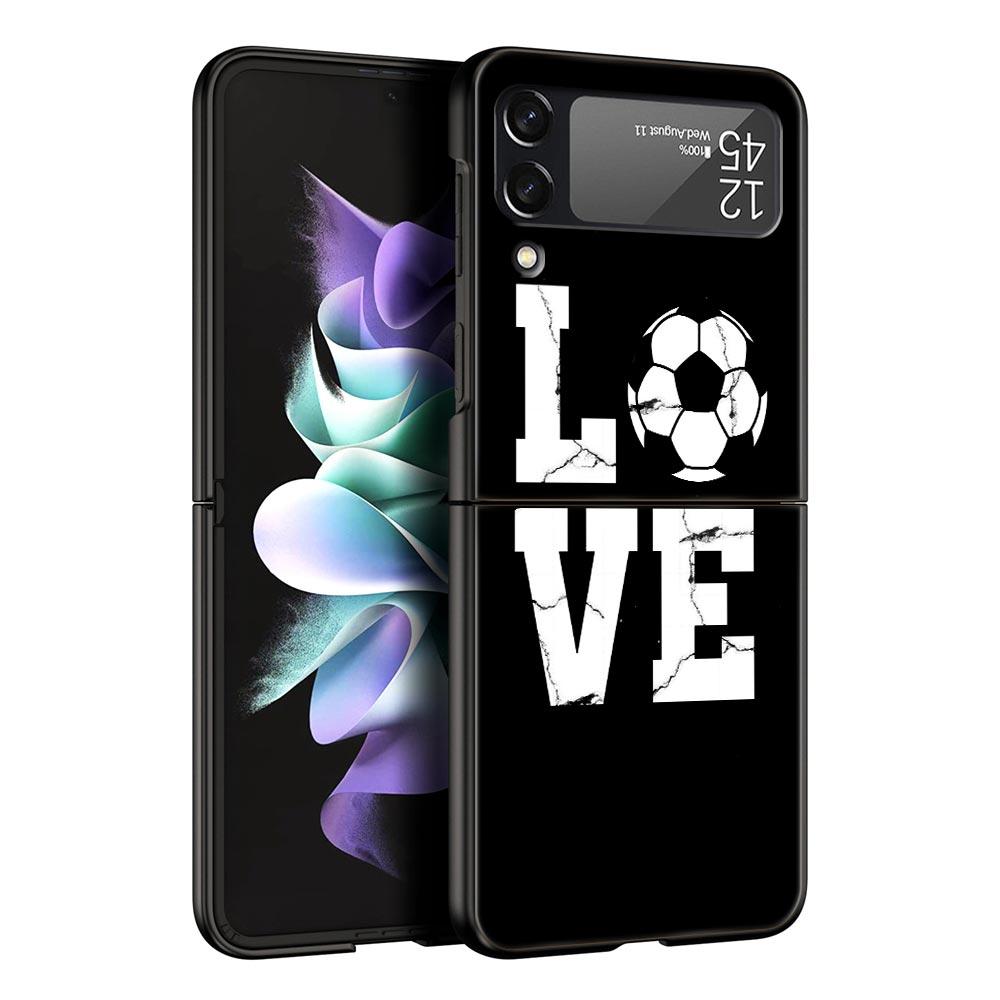 Чехол для телефона «Футболист с изображением футболиста» для Samsung Galaxy Z Flip 3 4 5, черный складной чехол для мобильного телефона, жесткий защитный чехол из ПК