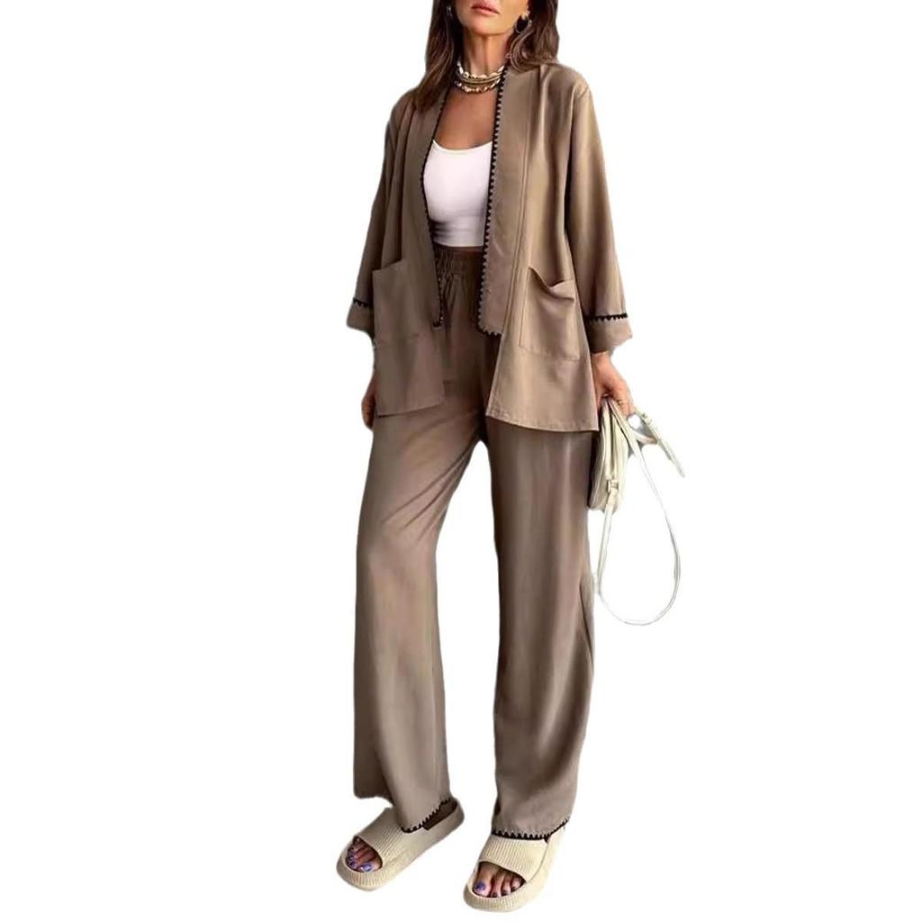 2024 Women's Fashion Casual Cardigan & Wide-Leg Pants Set
