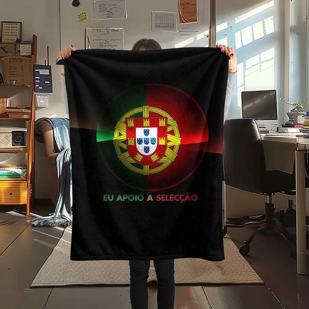 1PC Portugal National Football Team Patterned Flannel Blanket Suitable For All Seasons for Home Decor Warmth and Comfort Gifts Holiday Present
