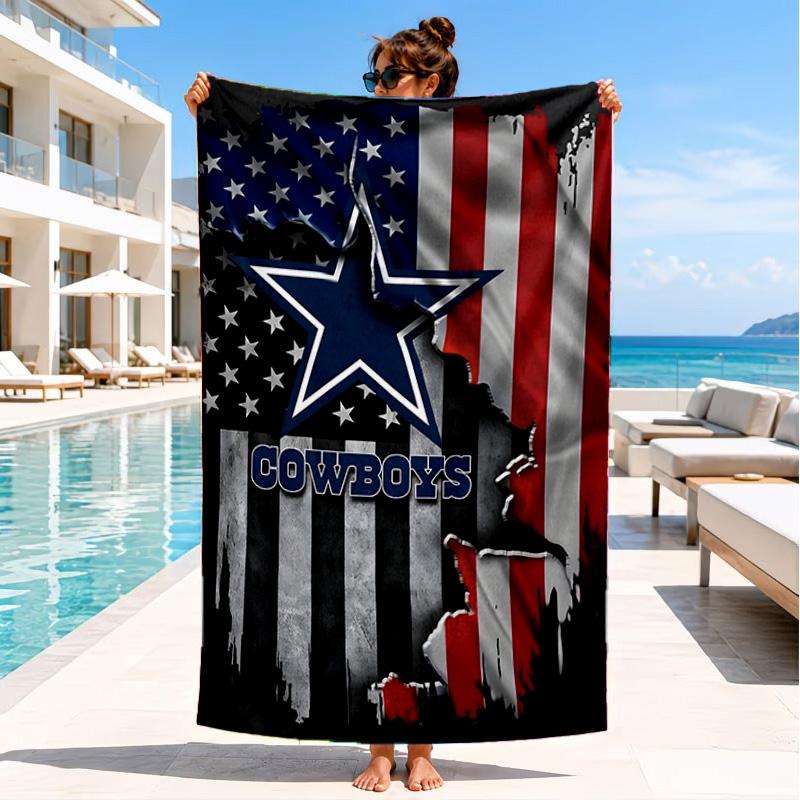 American Flag Cowboys Beach Towel, Quick-drying, Easy to Care for, Suitable for Both Fitness and Beach Vacations,Sports Essential