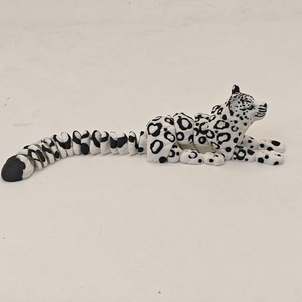 Articulated 3D Printed Snow Leopard Ornament and Easter Decoration