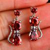 Girls Cute Animal Cat Earrings For Women 925 Silver Filled Round Purple Green Red Zircon Pear Cut Crystal Drop Earrings Jewelry