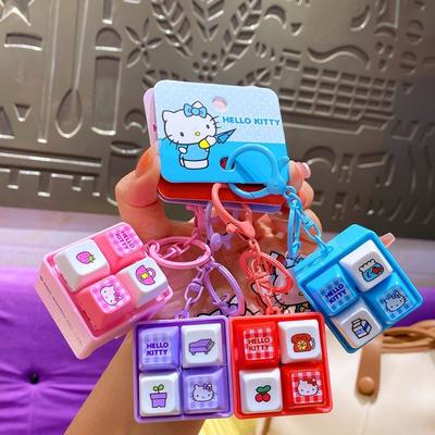 Светодиодный брелок-игрушка-антистресс Hello Kitty, Милый мини-клавиатура-подвеска, Кавайный мультяшный брелок для сумки, Подарок для снятия стресса