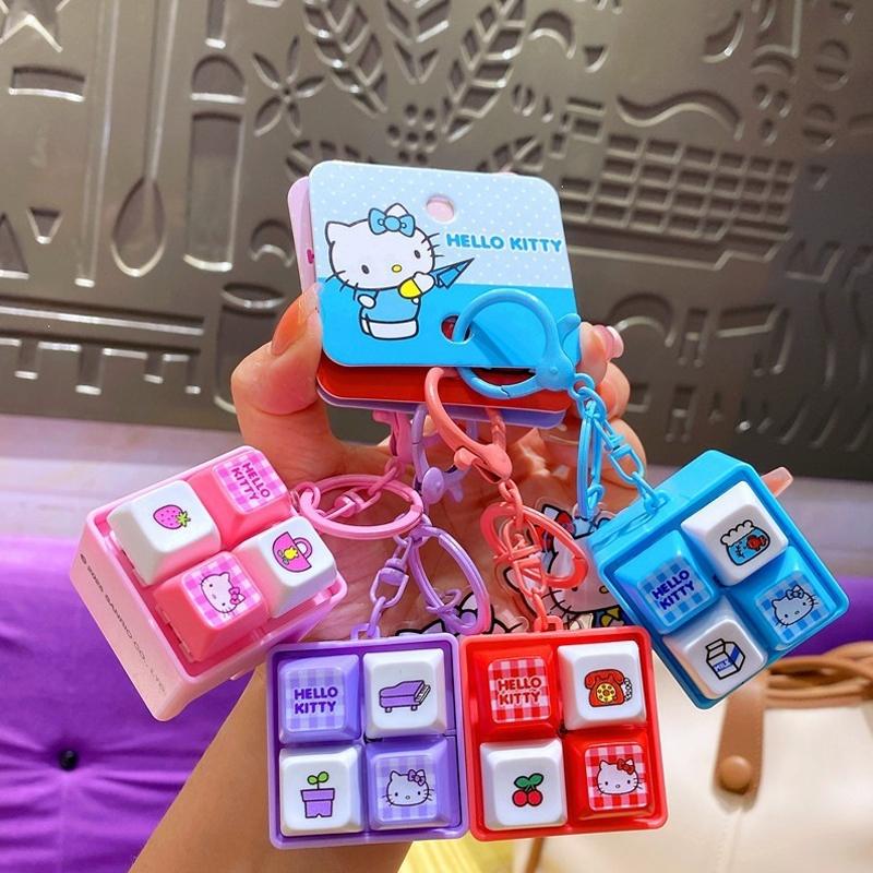 *Sanrio Hello Kitty Говорящий Ключница-Кнопка Ключ-Крышка Кошка Kt Игрушка для Снятия Стресса Милая Кнопка Клавиатуры Сжимающаяся Декор Стола Подарки на День Рождения
