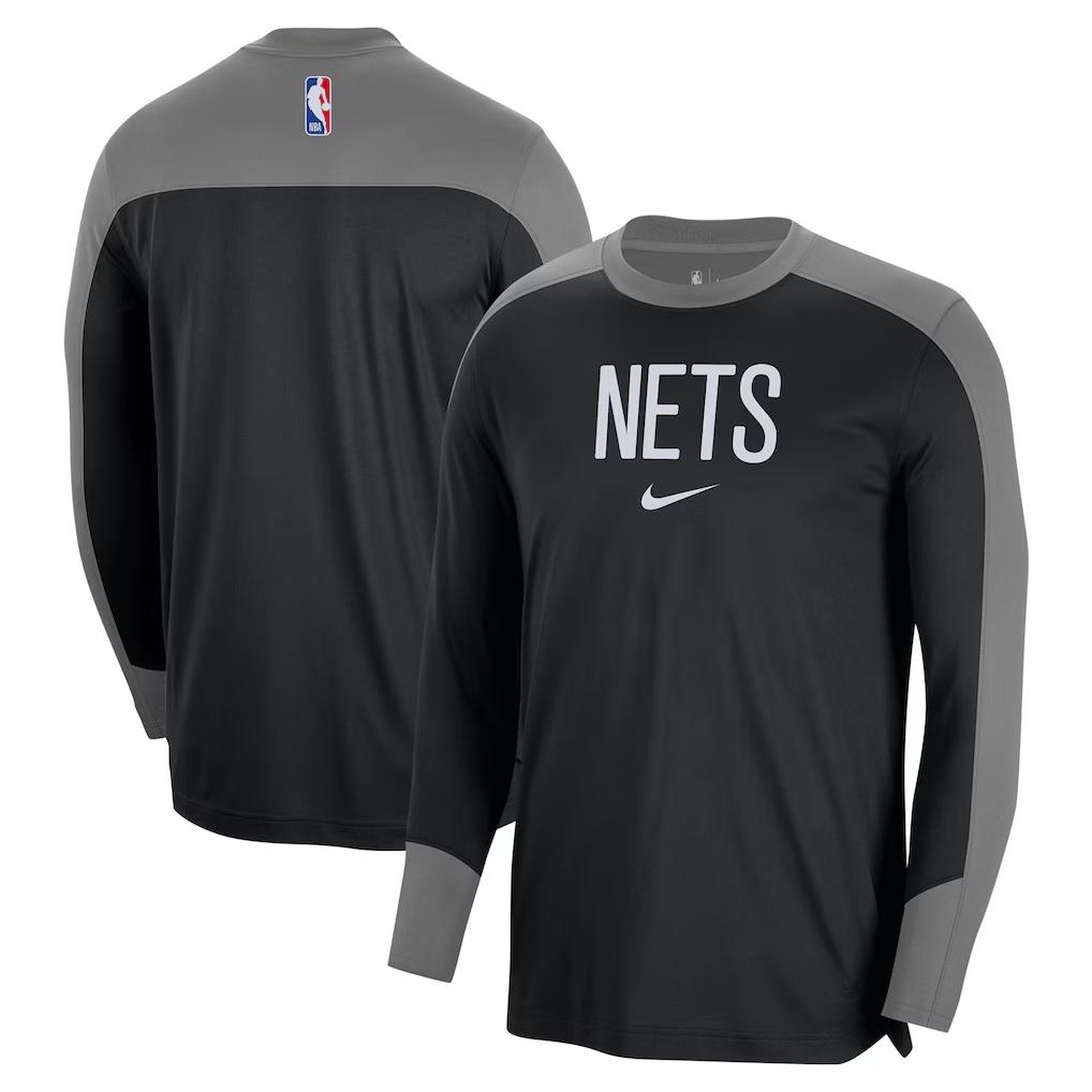 Nike Dri-Fit NBA Свитшот с круглым вырезом Реглан Длинный рукав Сезон 2024/25 Баскетбольная майка Brooklyn Nets Унисекс Топы FV1627-002