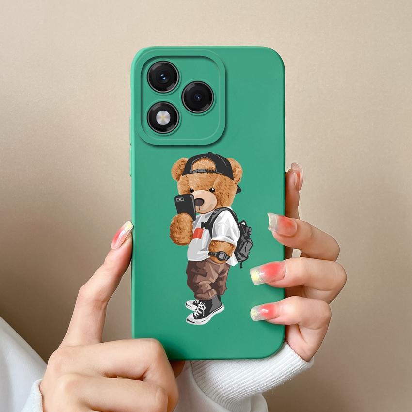 Чехол для Huawei Honor 400 Lite X8 X6b X7c X5b X8c X9c X60 с милым музыкальным рисунком медведя, мягкий жидкий силиконовый противоударный защитный чехол для Huawei Covers
