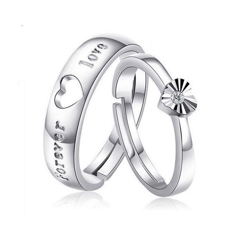 Tonglin S925 Sterling Silver Adjustable Couple Rings - Personalized Wedding Bands for Men & Women.
