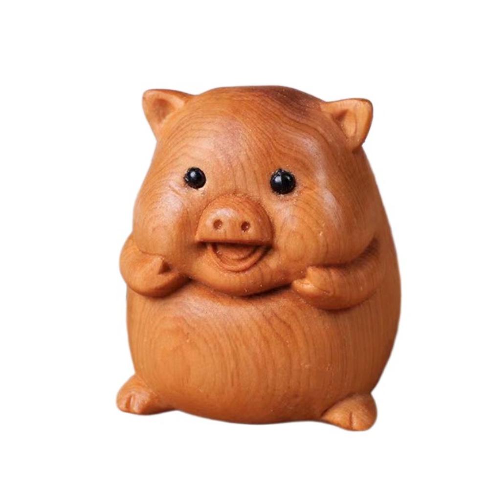 Резьба по дереву Китайский зодиак Поделки Мини Фигурка Украшение для рабочего стола Новое деревянное новогоднее украшение